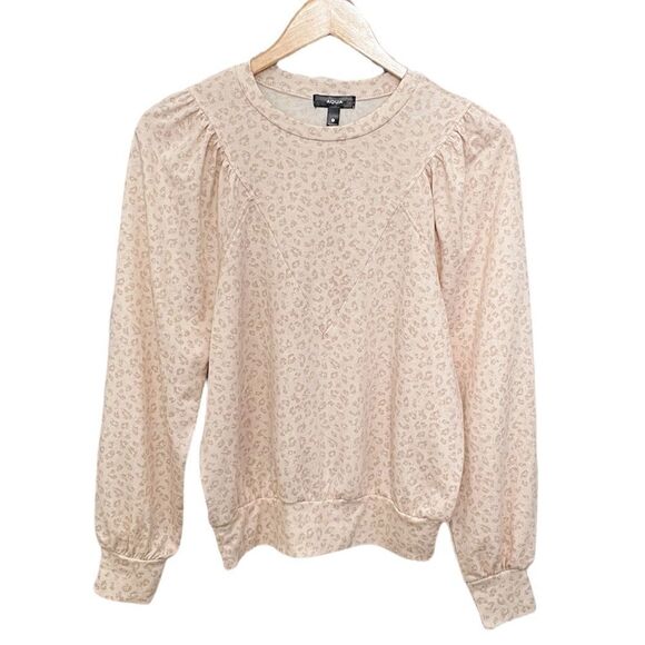 Aqua Brand Blush Leopard Print Bloomingdale’s Exclusive Sweatshirt Pullover Sz S - Picture 1 of 3